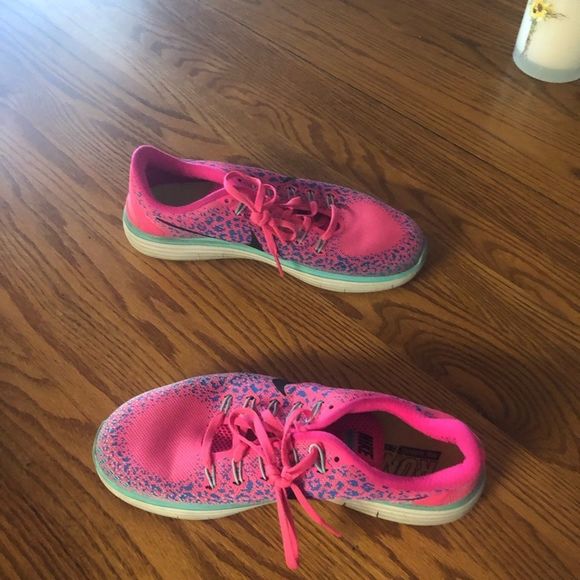 Nike hot pink & teal cheetah Run Natural distance running shoe size 10 - Picture 2 of 5